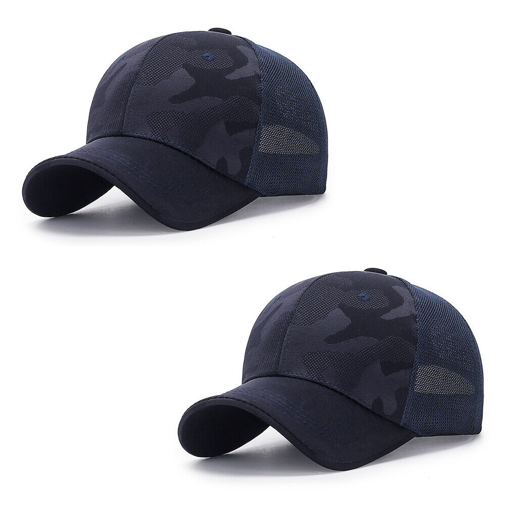 US 1~2Pcs Baseball Cap Mesh Snap Back Classic Trucker Camouflage Hat All Seasons
