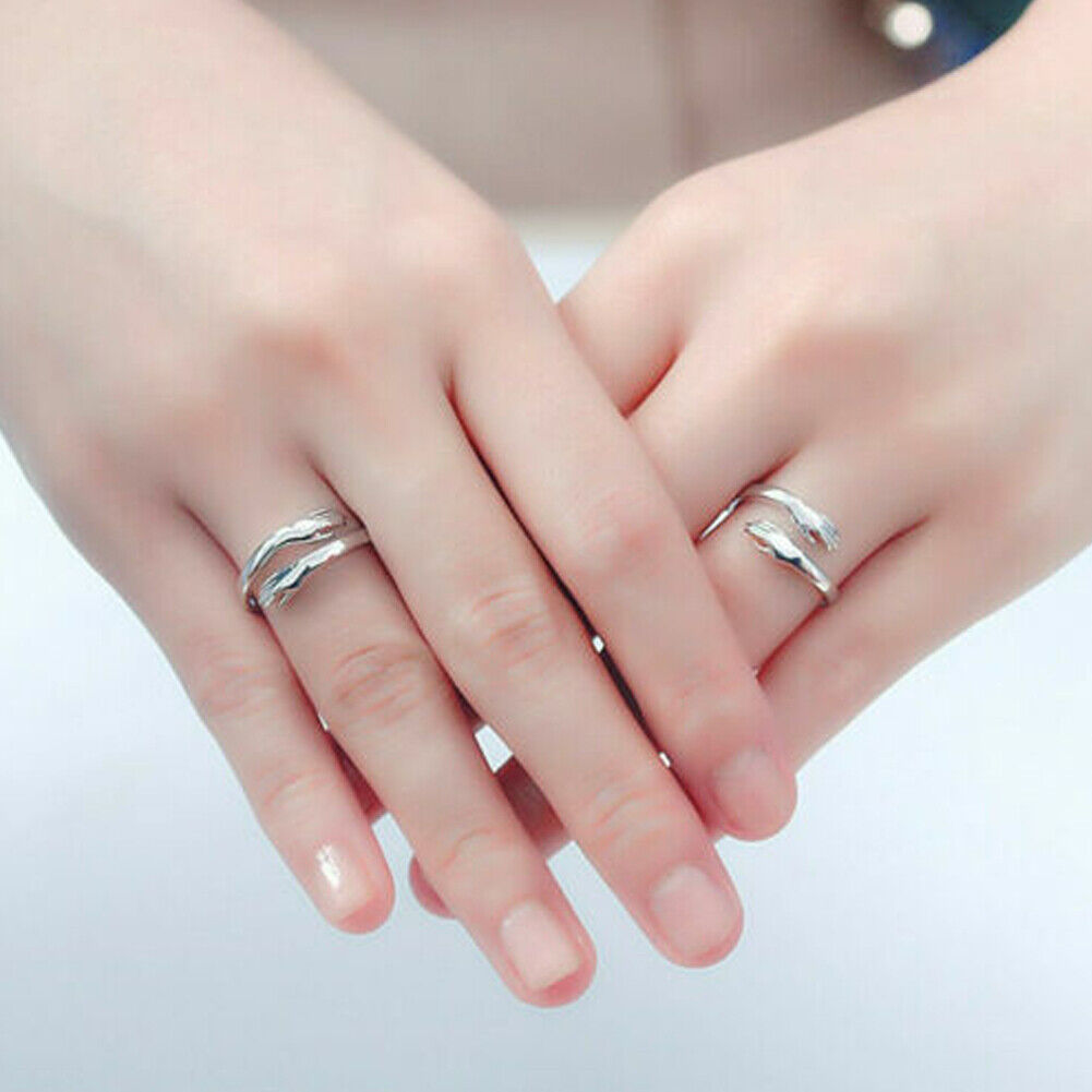 US 2-4 Pcs Give Me a Hug Ring Adjustable Couple Lover Valentine's Day Gift Girl