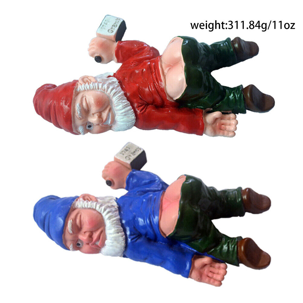 US 2 Pc Drunk Dwarf Garden Gnome Decoration Ornament Decor Yard Patio Lawn