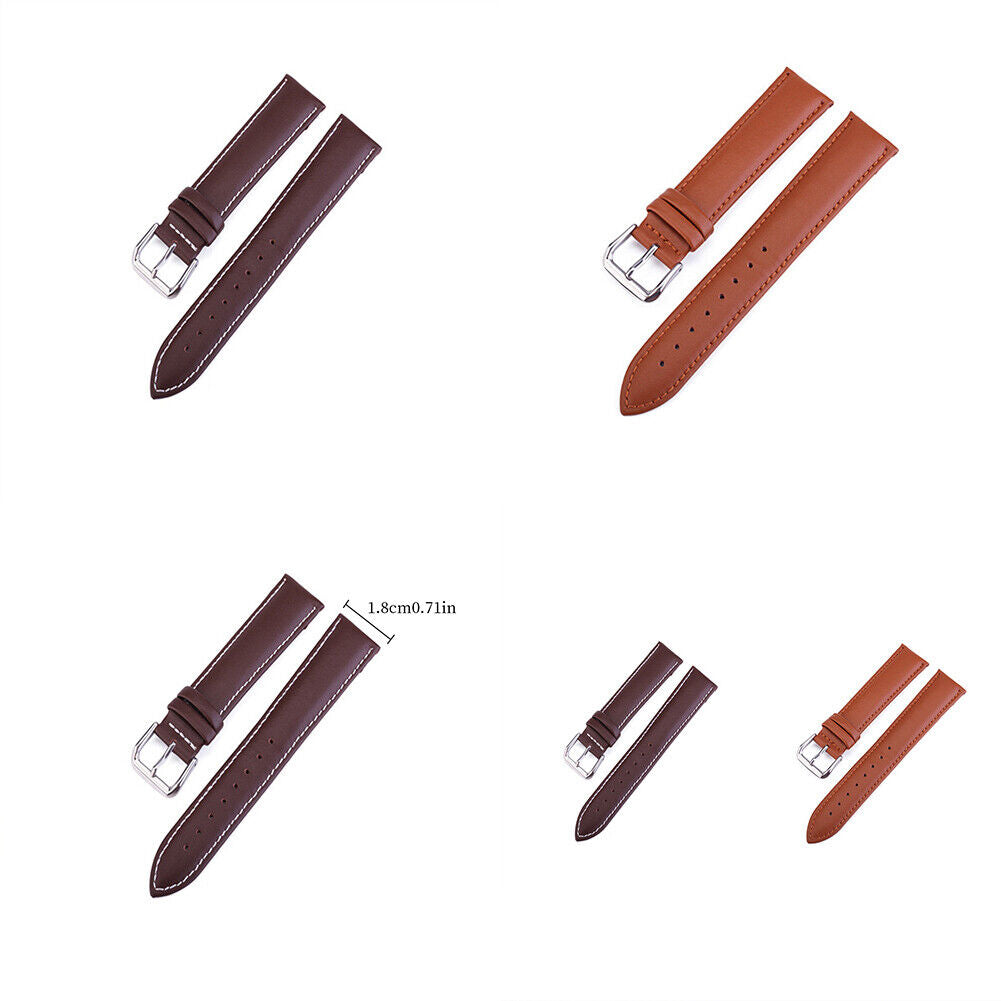 US 2 Pack 18mm 20mm 22mm Genuine Leather Watch Band Strap Bracelet