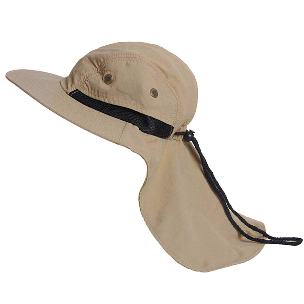 US 1-2 Pack Fishing Hat Wide Brim Neck Cover Flap Cap Sun Protect Hiking Outdoor