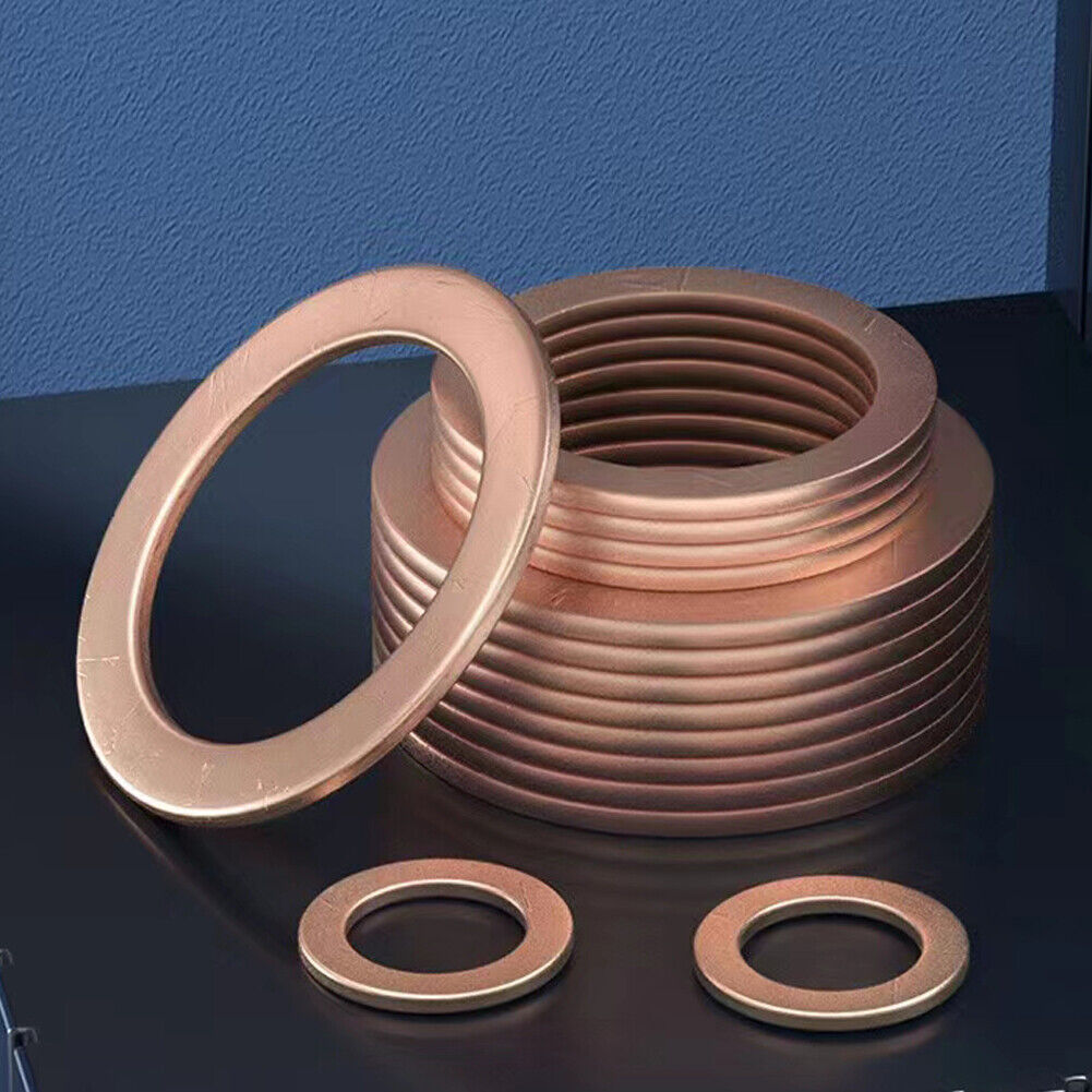 US150-300 M5-M22 Copper Crush Washer Gasket Set Flat Ring Seal Assortment Kit