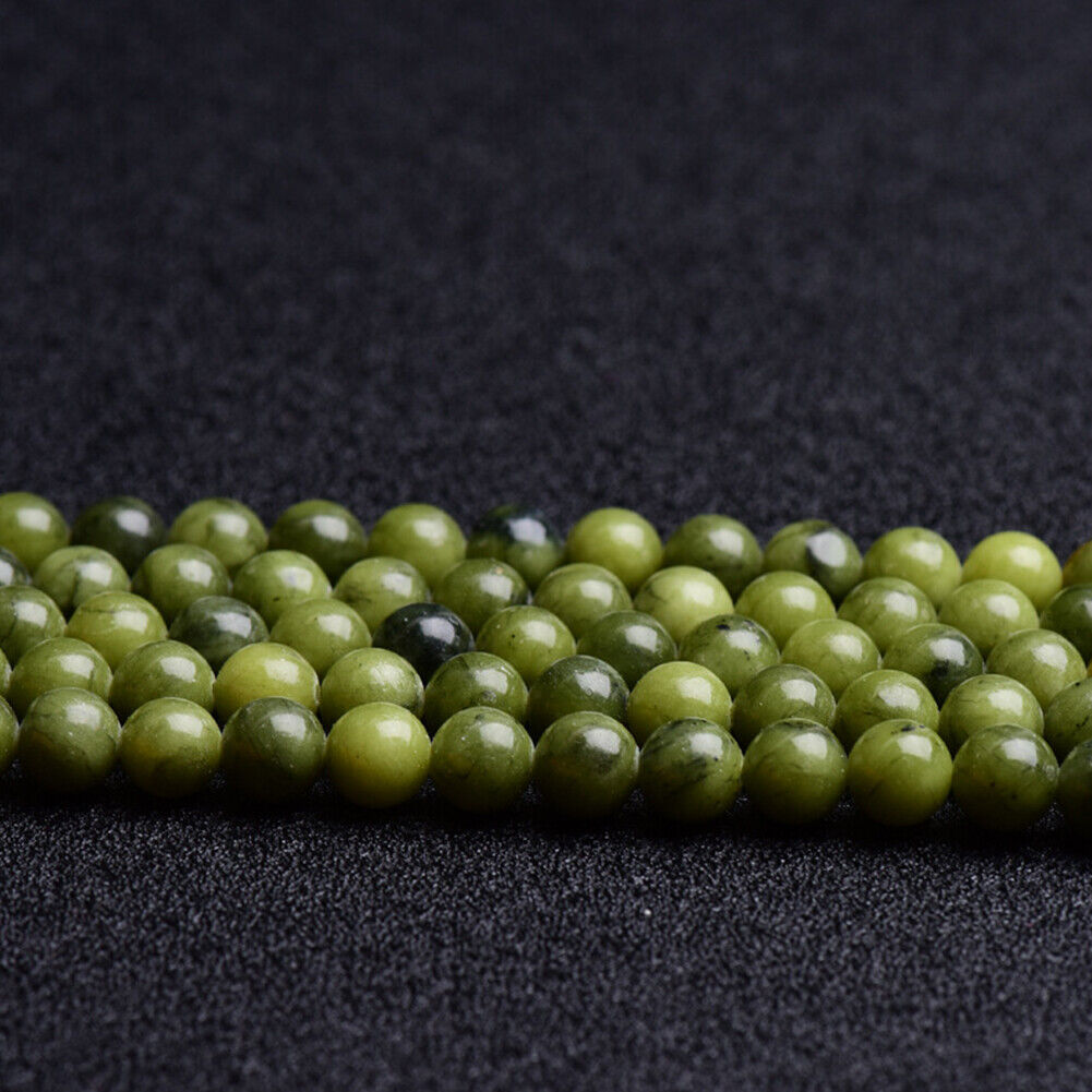 US 6/8/10MM Natural Stone Green Jade Peridot Round Loose Beads For DIY Jewelry