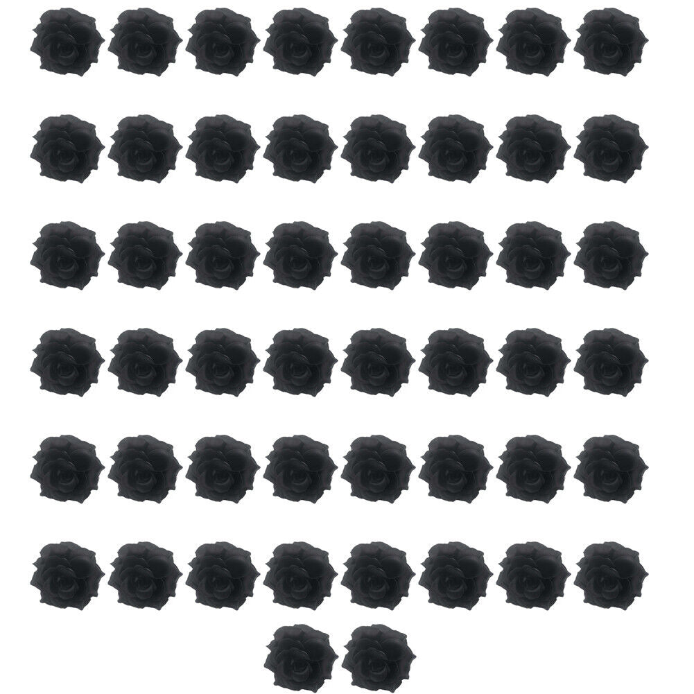 US 50-100Pc Artificial Black Rose Stemless Silk Flower Decoration Wedding 2.36''