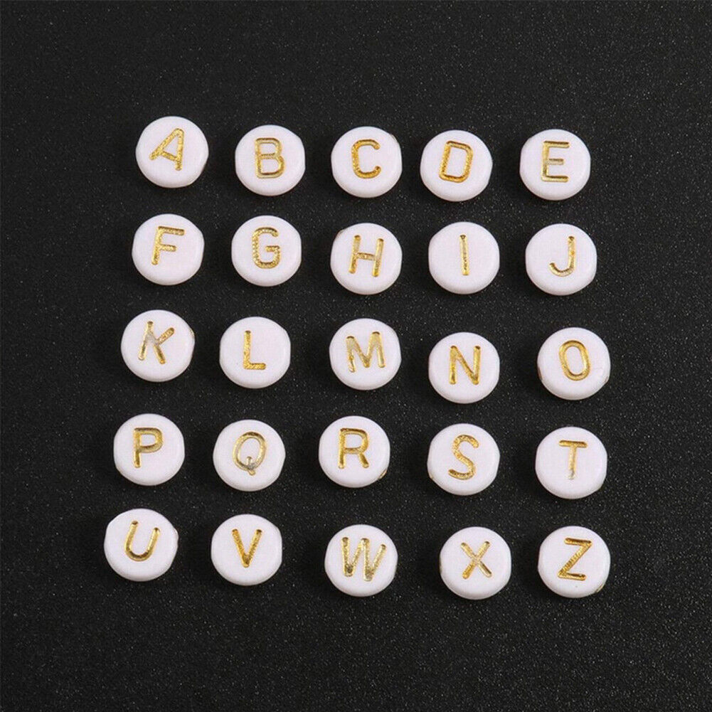 US 1000-2000 Pc Flat Round Acrylic Alphabet Letter Beads For DIY Jewelry Making