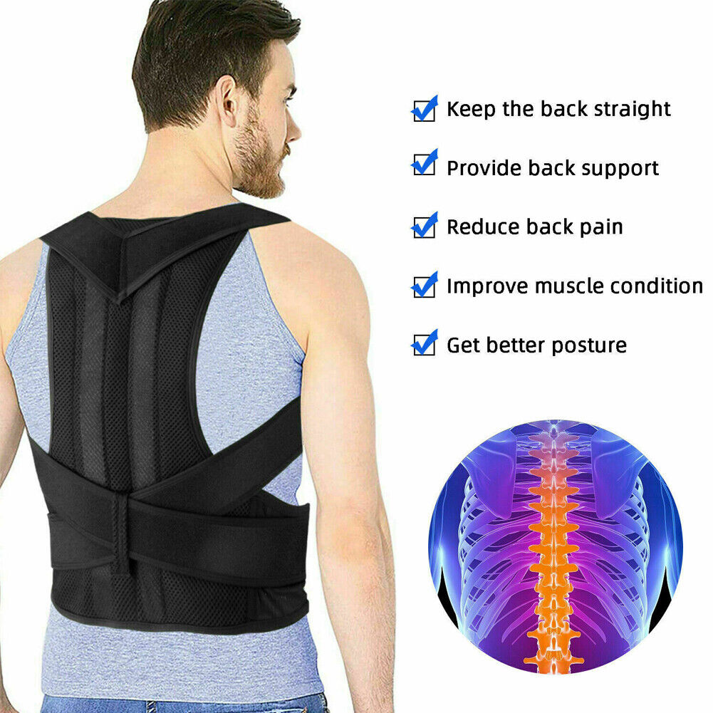 US Men Adjustable Shoulder Brace Posture Corrector Belt Posture Low Back Support