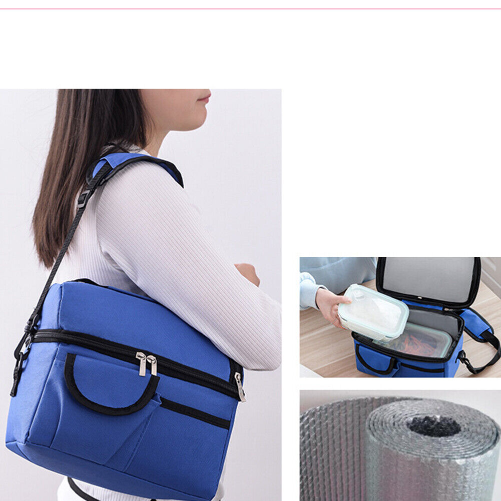 US Insualted Lunch Box Leakproof Cooler Large Bag Lunch Tote Dual Compartment