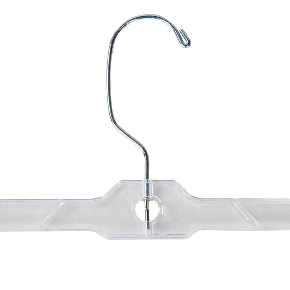 US 20 Pack 14 inch Clear Plastic Skirt and Pants Hangers  Adjustable Metal Clips
