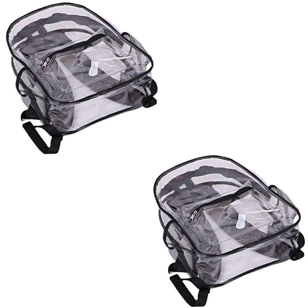 US 2 Pack Heavy Duty Clear Transparent Backpack See Through Book-bag