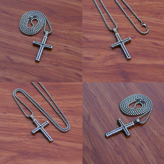 US 2-4 Pack Cool Boys Men Stainless Steel Cross Pendant Necklace Women Chain