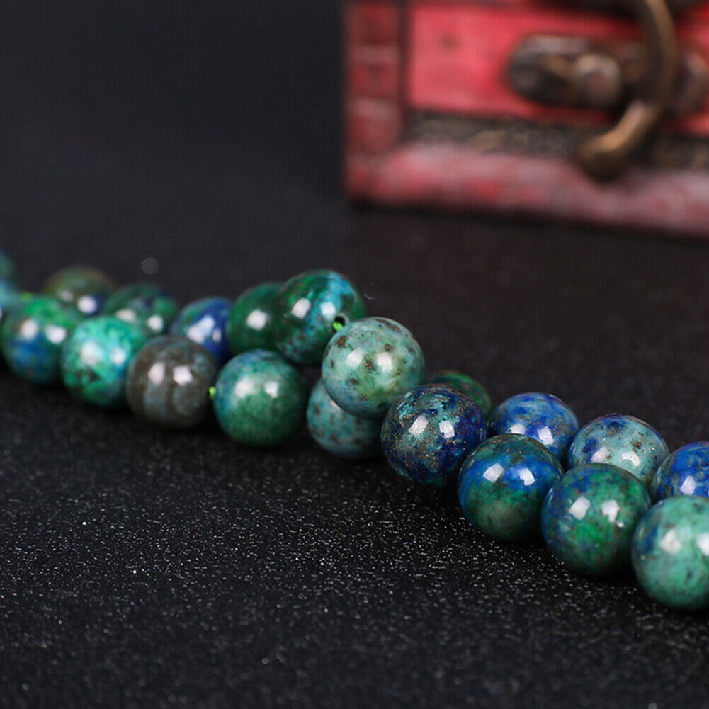 US Chrysocolla Azurite Lapis Lazuli Beads Round Loose Natural Stone Jewelry DIY
