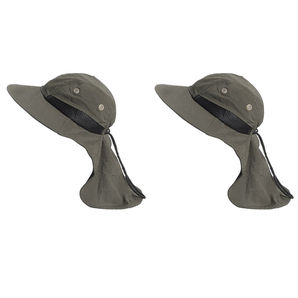 US 1-2 Pack Fishing Hat Wide Brim Neck Cover Flap Cap Sun Protect Hiking Outdoor