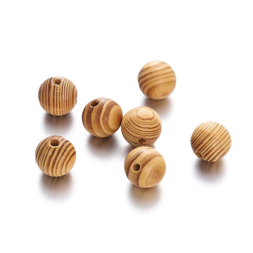 US 1000-2000 pcs Natural Wooden Beads 8mm Round Polished Loose Beads DIY Jewelry