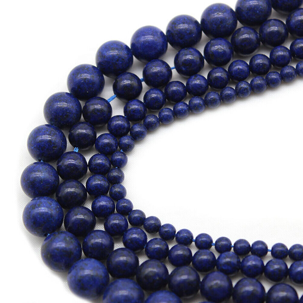 US 6/8/10mm Grade A Natural Lapis Lazuli Stone Beads Round Loose For Jewelry DIY