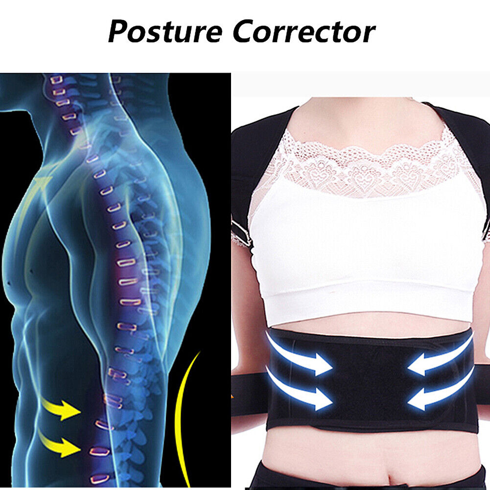 US Men Adjustable Shoulder Brace Posture Corrector Belt Posture Low Back Support