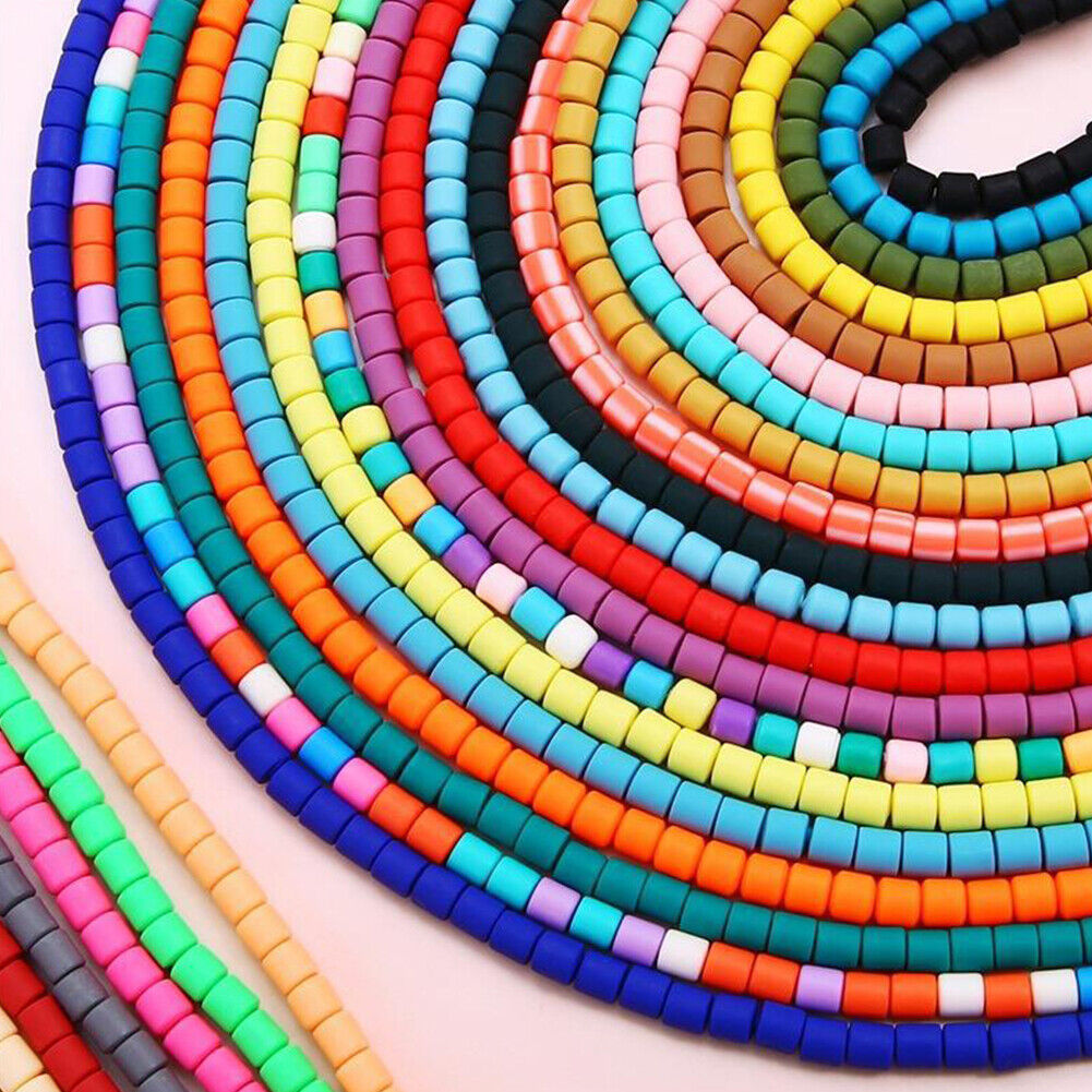 US 10-20Strand 610Pc Vinyl Spacer Cylinder Polymer Clay Bead Handmade DIY Making