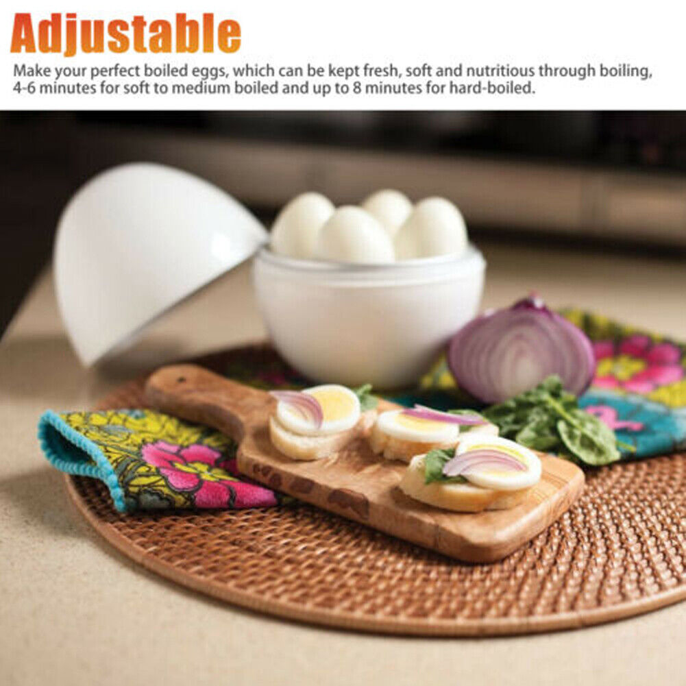 US 2-4Pc Wireless Microwave Hardboiled Egg Maker Shell Steamer Kitchen Cook Tool
