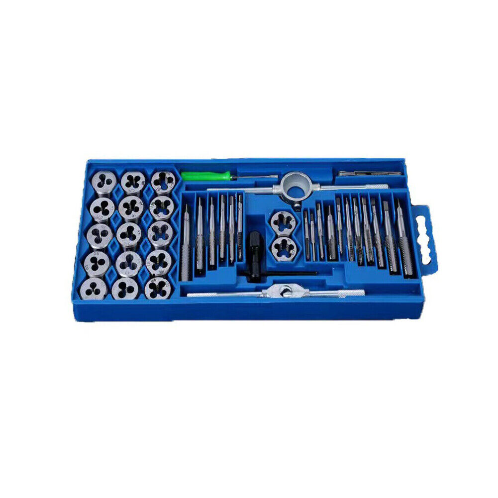 US 40 Pc Carbon Steel SAE & METRIC Tap and Die Set Adjustable Wrench T-Handle