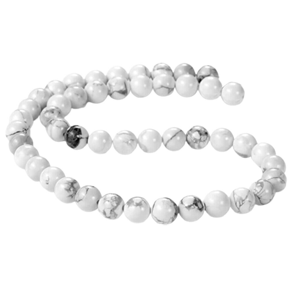 US 8mm 15" Strands Natural Polished Howlite Stone Loose Bead For Jewelry Making