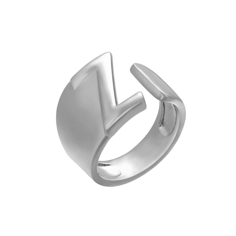 US Alphabet Letter A to Z Resizable Knuckle Ring Initial Gold Silver Letter Ring