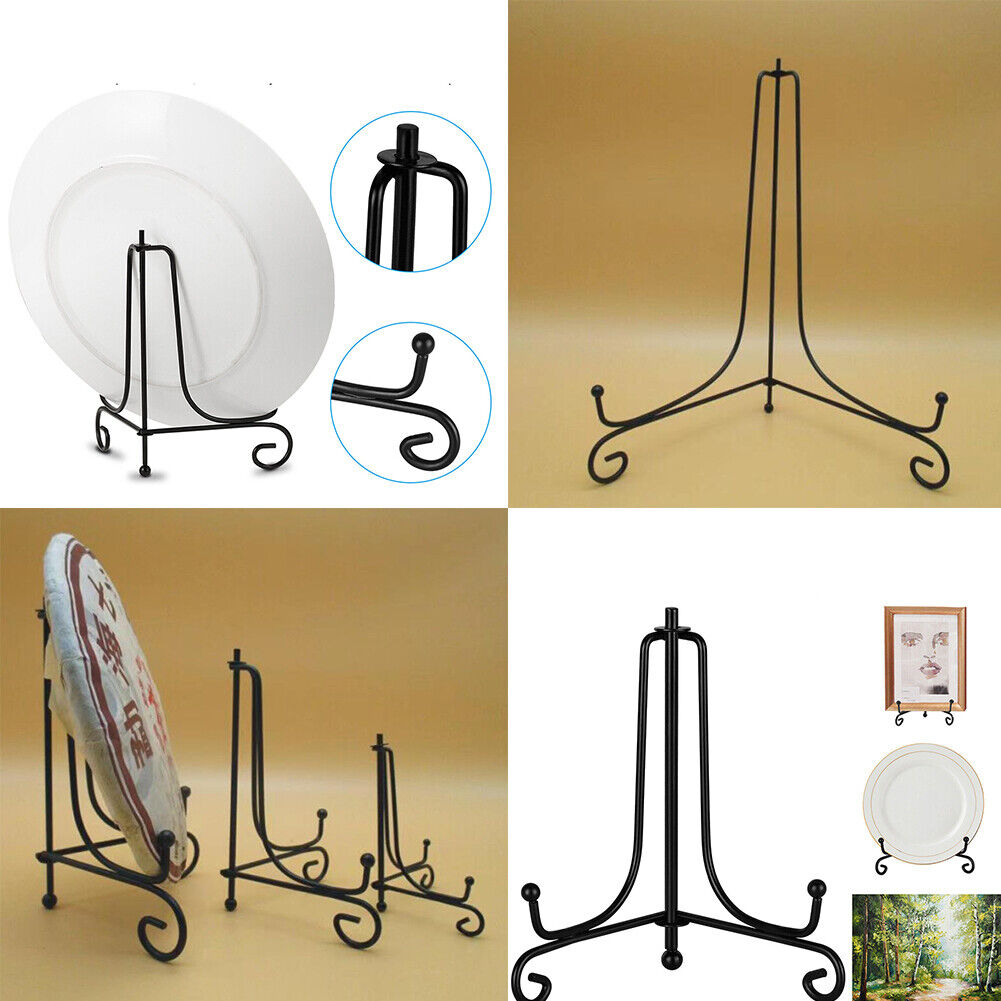 US 8-16 Pc Iron Easel Display Stand Holders Picture Frames Decorative Plates Art