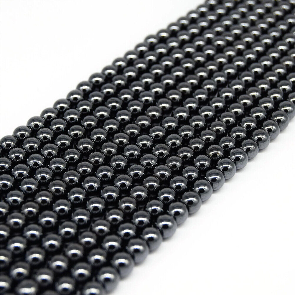 US 4/6/8/10MM Gunmetal Hematite Beads Round Natural Gemstone Metaphysical