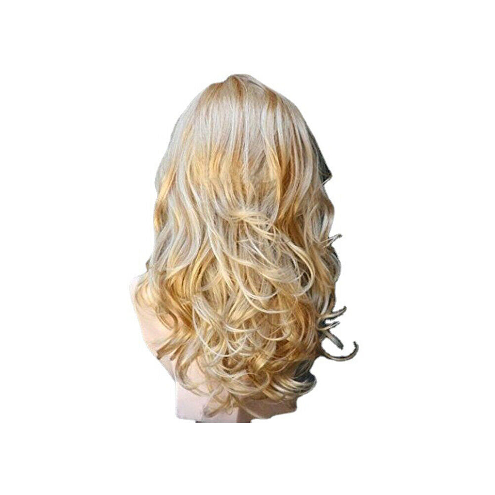 US 1-2 Pcs Women Long Curly Body Wavy Heat Resistant Blonde Highlights Full Hair