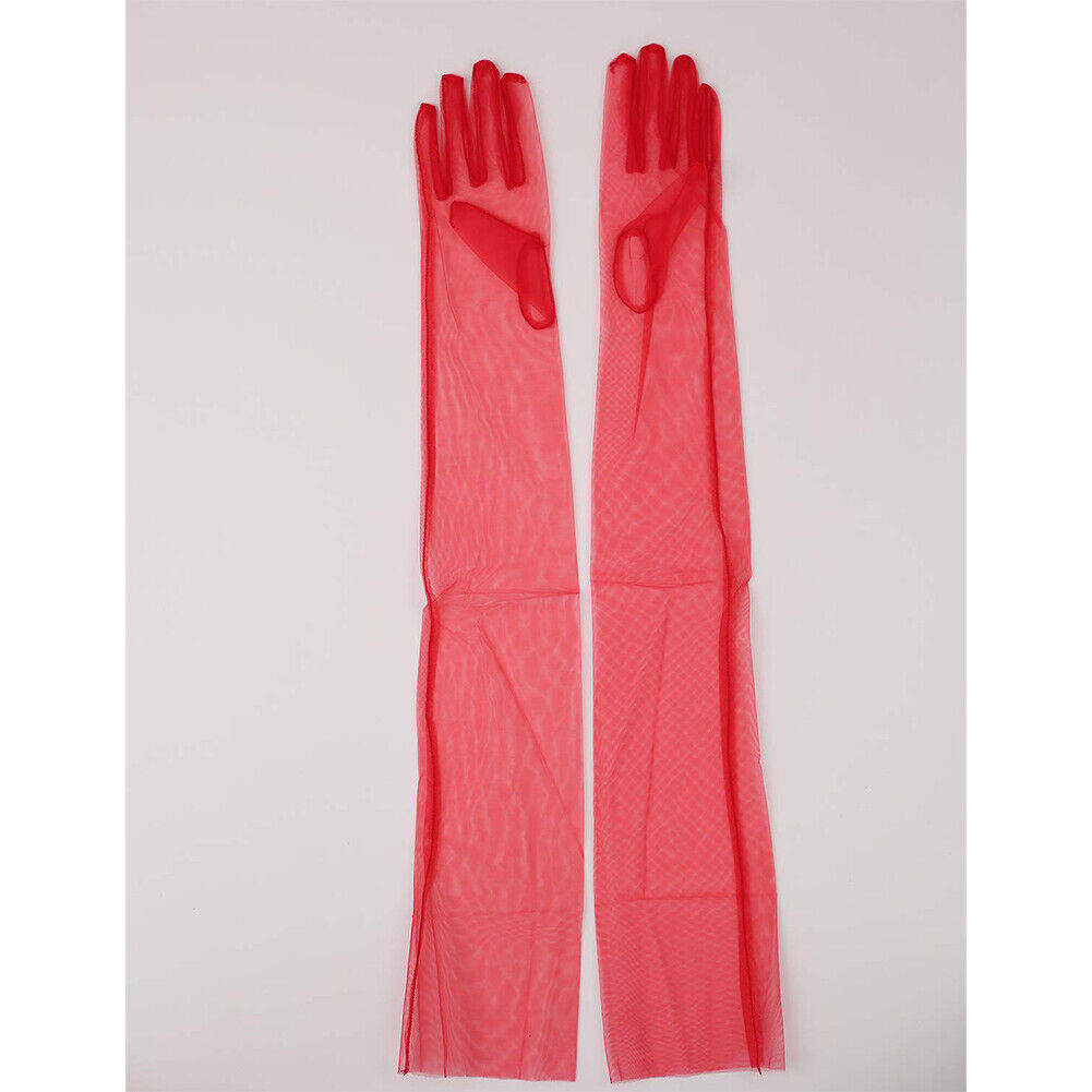 US 1~2 Paris 27'' Wedding Bridal Prom Sheer Tulle Long Elbow Gloves Party Opera