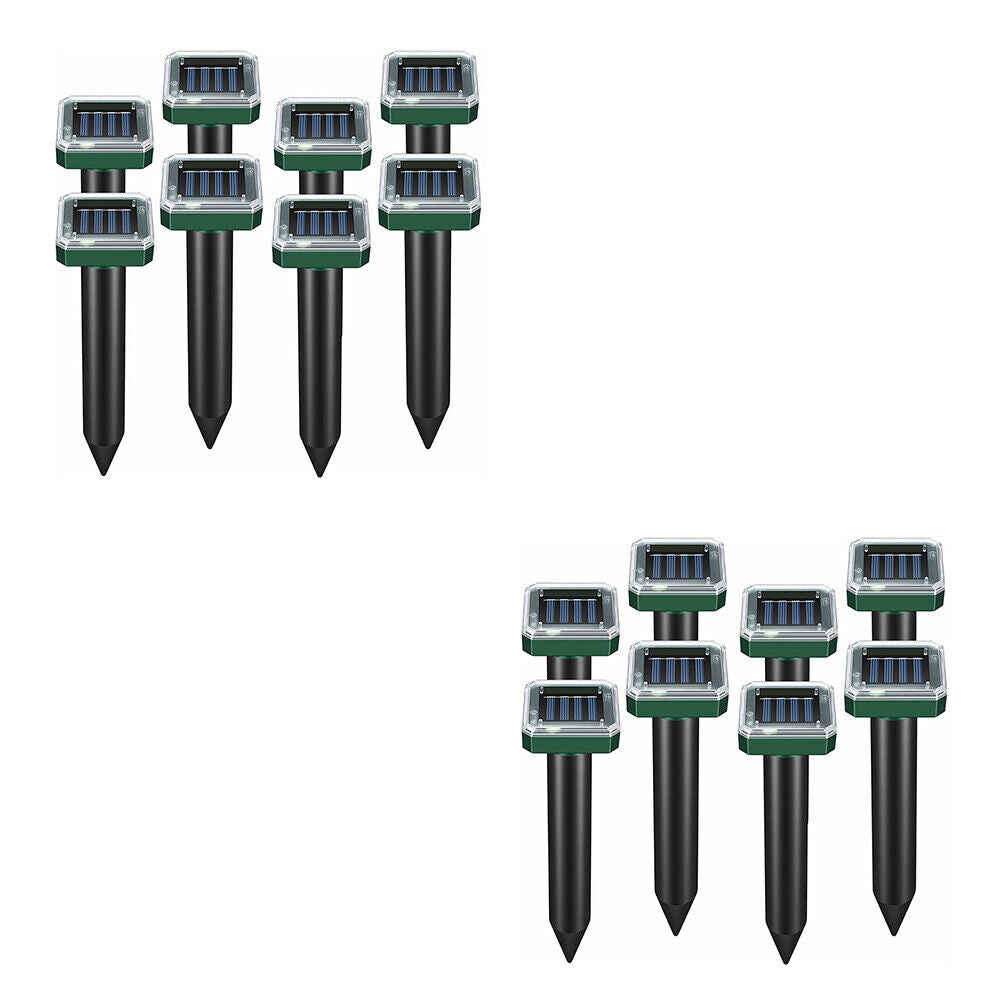 US 8 Pack Ultrasonic Solar Powered Bird Pest Repeller Animal Rat w/LED Indicator