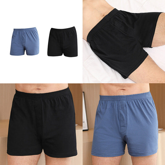US 2 Pc Men's Knit Boxer Shorts 100% Cotton Plain Solid Assorted Color Underwear