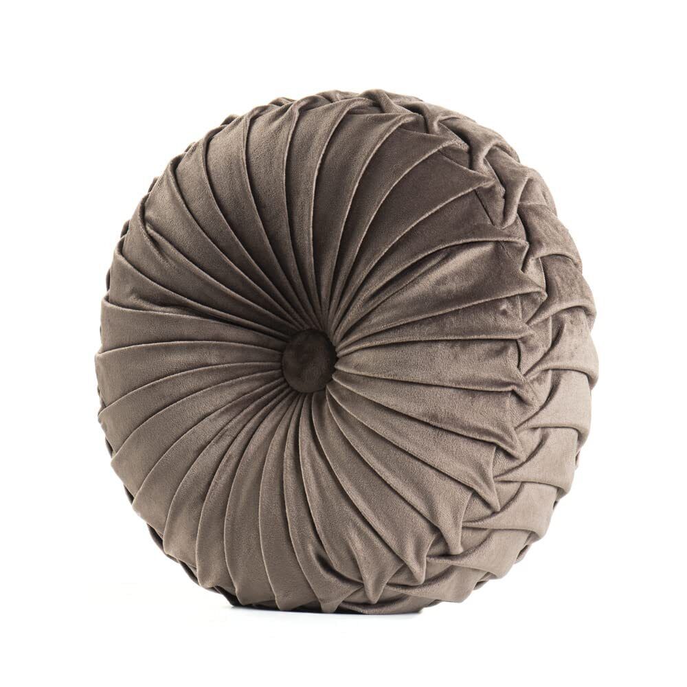Round Throw Pillow Round Velvet Pillow Pleated Round Filled Pillow