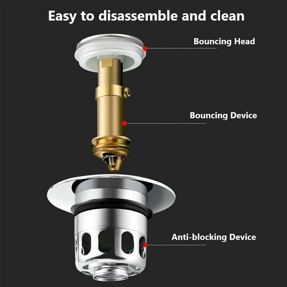 US 2~4 Pcs Stopper Anti-Clog Sink Strainer Universal Bathroom Pop Up Bounce Core
