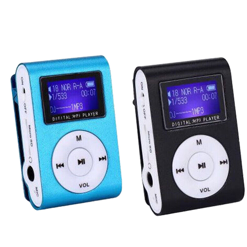 US 2-4 Pc Portable Mini MP3 Music Player LCD Screen Sports Back Clip Memory Card