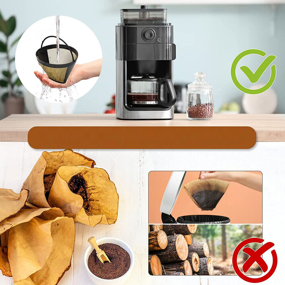 US 2-4 Pack Reusable #4 Cone Style Coffee Filter for Cuisinart, Black & Decker