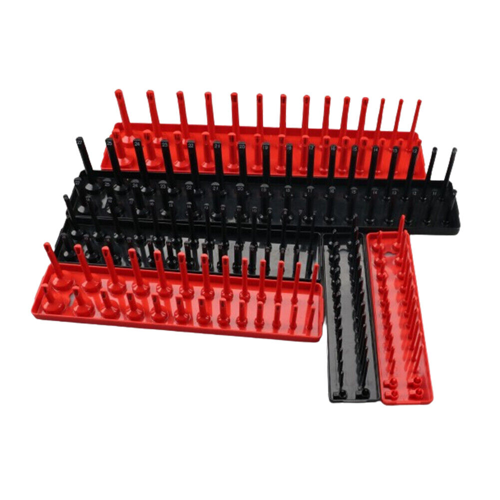6Pc Socket Organizer Storage Holder Tool Set Tray Rack Metric SAE 1/4" 3/8" 1/2"