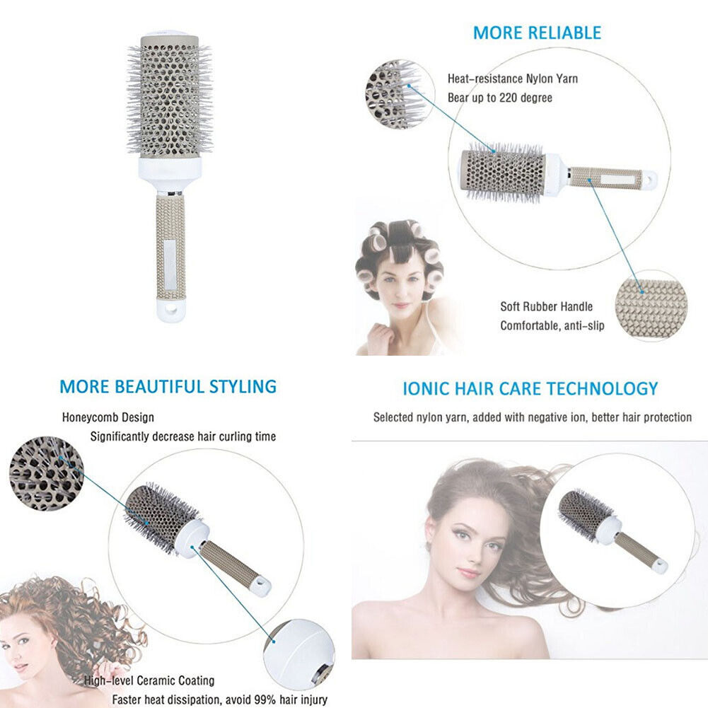 US 1-2 Pack 2'' Hair Brush Nano Thermal Ceramic Ionic Round Barrel Comb Styling