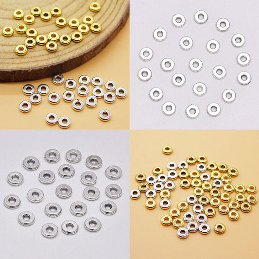 US 100-200 Pack Tibetan Silver Alloy Gossy Antique Spacer Beads with Hole 6*2mm