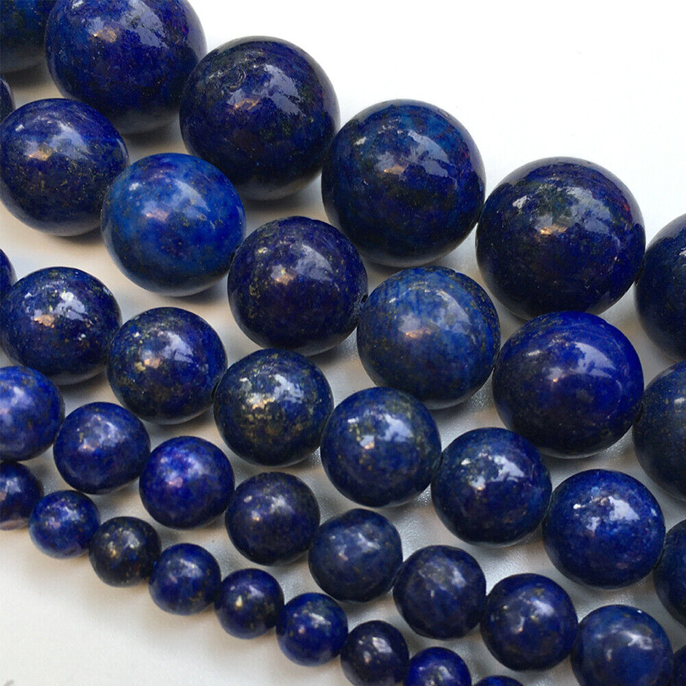 US 6/8/10mm Grade A Natural Lapis Lazuli Stone Beads Round Loose For Jewelry DIY
