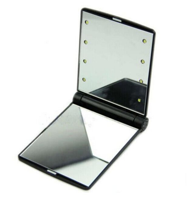 Makeup Cosmetic Folding Portable Compact Pocket Mirror with 8 LED Lights Lamps
