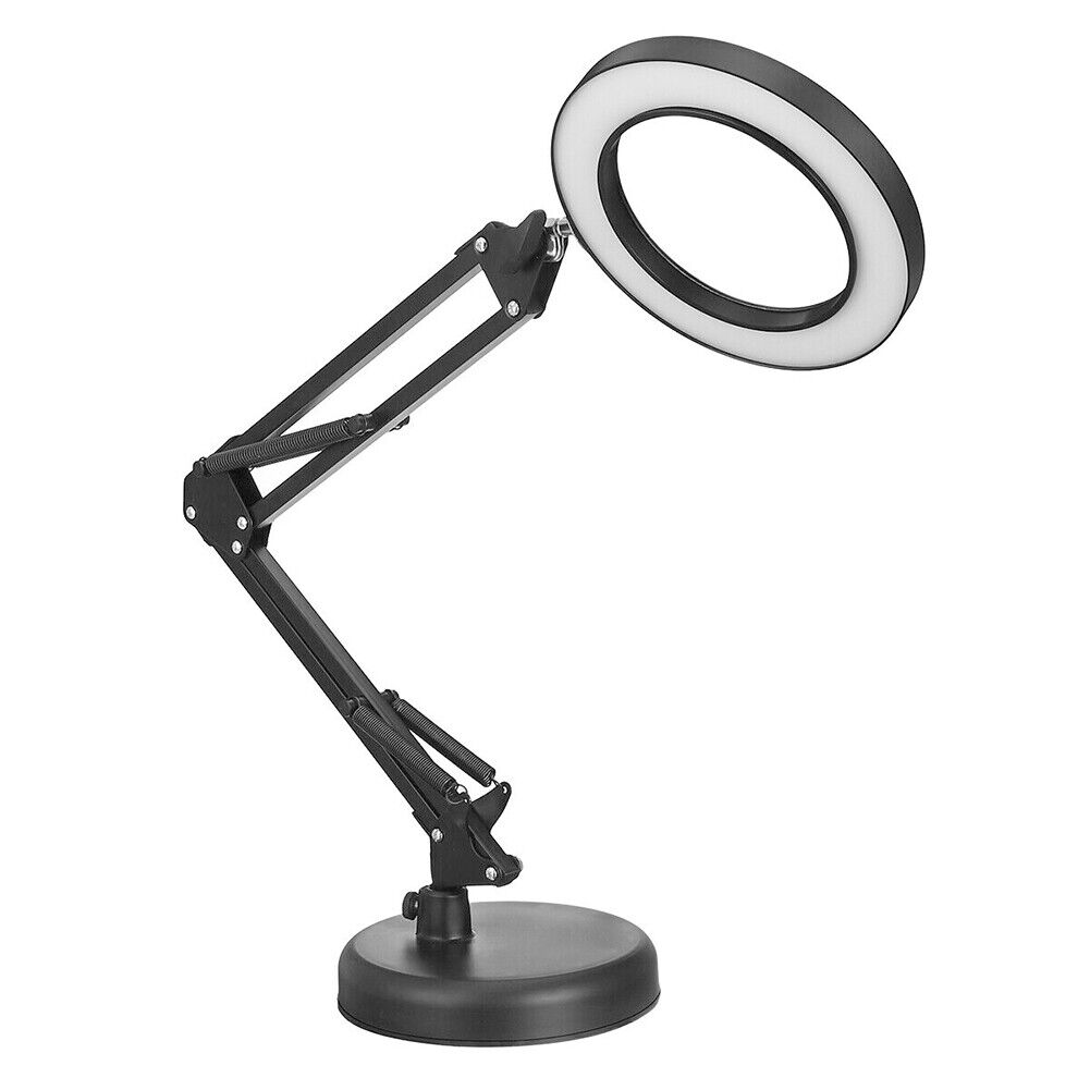 US 1-2 Pcs 10X Magnifying LED Glass Stand Crafts Welding Base Clamp Close Work