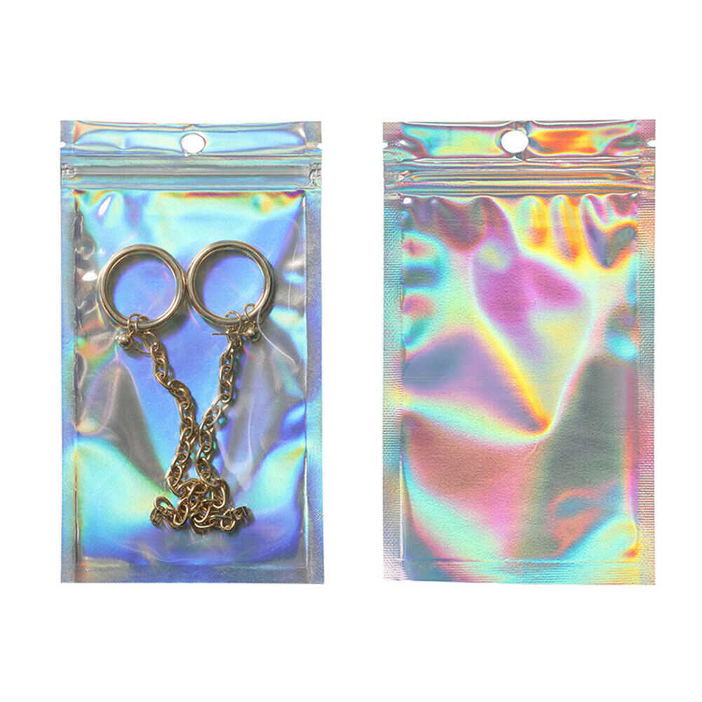 US 50-100 Pack Aluminum Foil Pouch Plastic Packaging Self Seal Laser Zipped Bags