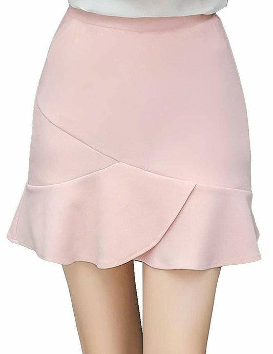 MFrannie Women Stretchy Tiered Flouncing Lined Fishtail Chiffon Skirt