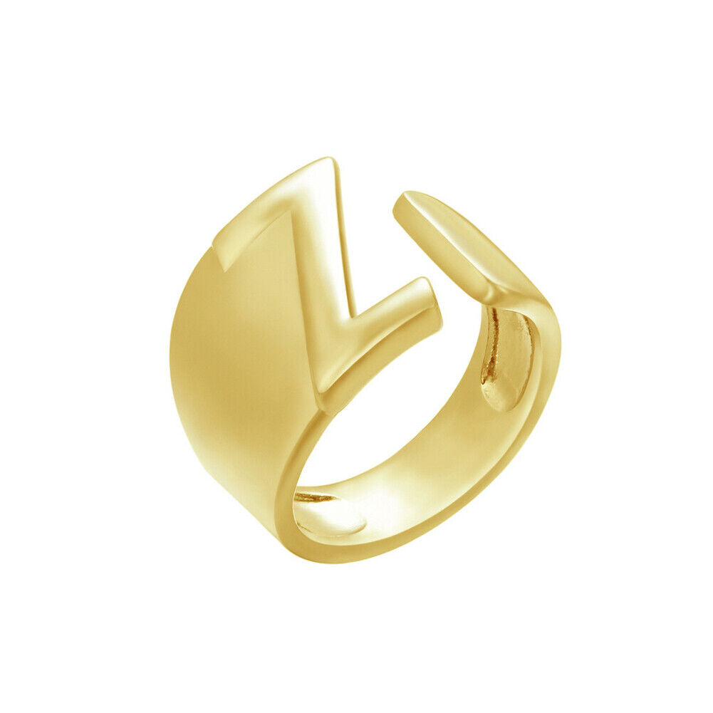 US Alphabet Letter A to Z Resizable Knuckle Ring Initial Gold Silver Letter Ring