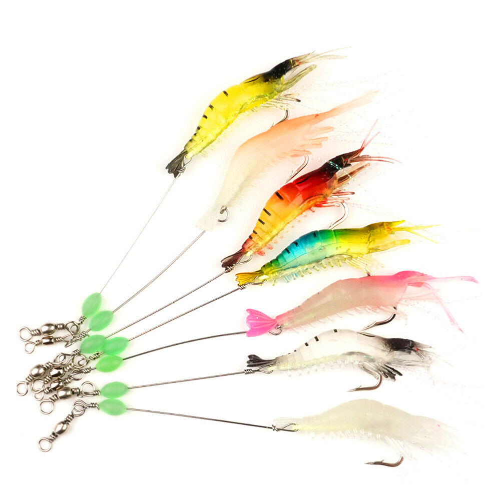 US 14-28Pack Soft Luminous Artificial Shrimp Lure Set Shrimp Bait Shrimp Fishing