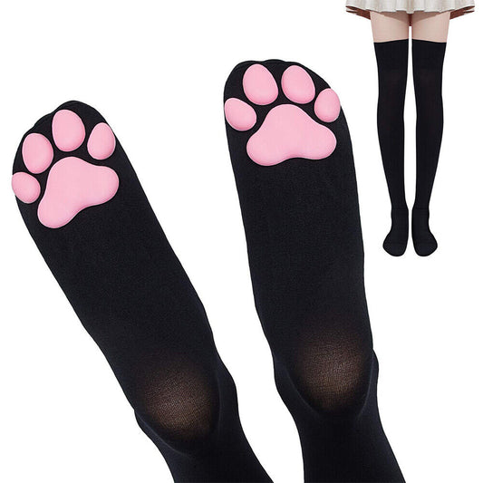 US 3D Kitten Claw Stockings Cat Paw Pad Socks Thigh High Socks For Girl Women