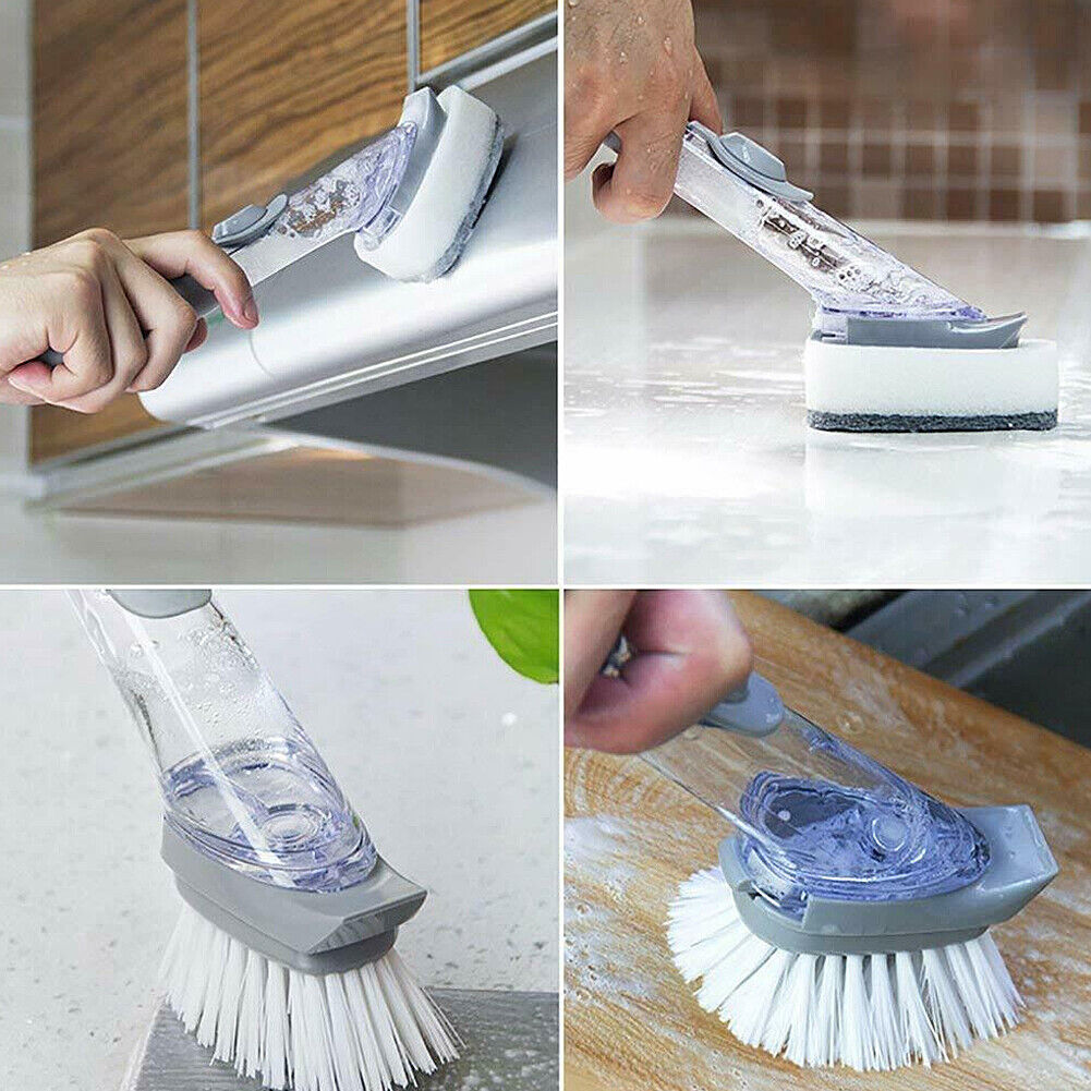 US 1~2Pc Kitchen Automatic Liquid Soap Dispensing Dish Brush Washing Bowl Sponge