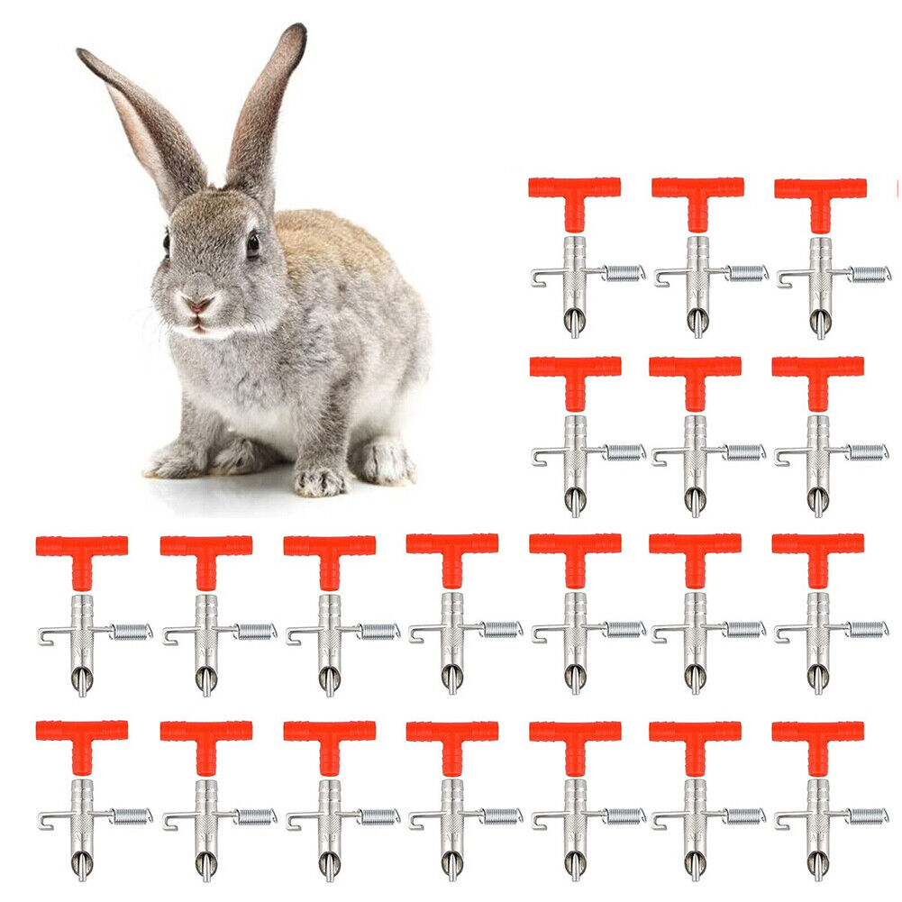 US 40-80 Pc Automatic Rabbit Nipple Drinker Feeder Bunny Poultry Watering System