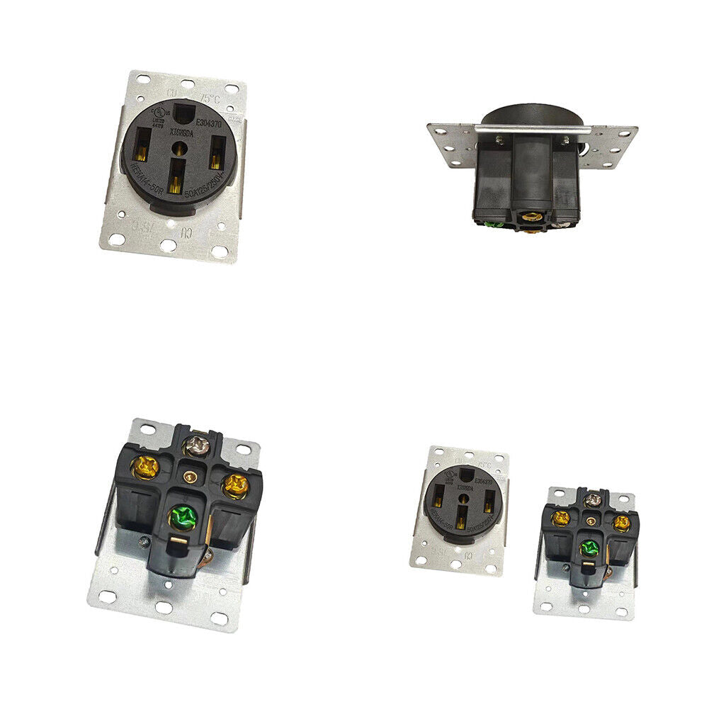 US 2Pc NEMA 14-50R 4 Prong 50 Amp RV Receptacle Wall Outlet 1450 EV Dryer Range