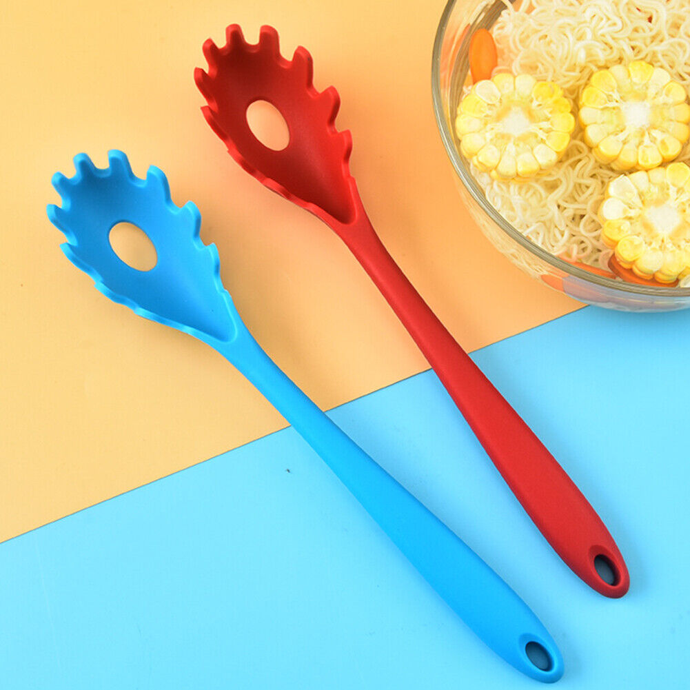 US 1-2 Pack Silicone Pasta Fork Heat Resistant Noodle Spaghetti Server Spoon