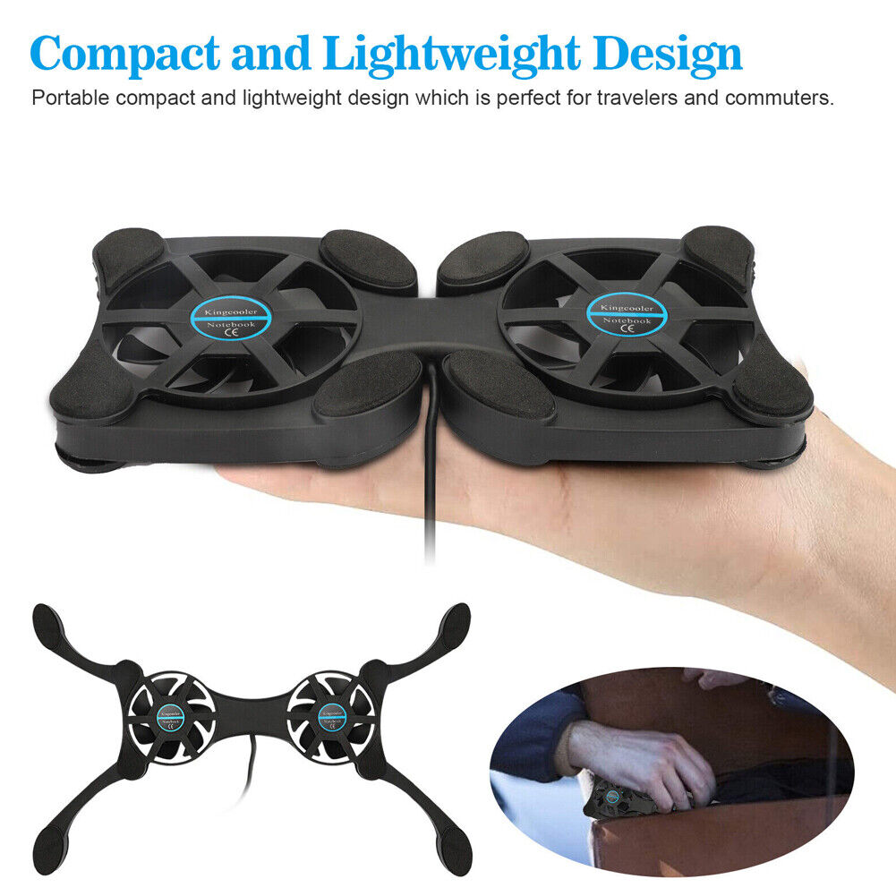 US 2-4 Pc Foldable Dual USB Fan Adjustable for Laptop PC Notebook Quite Cooler